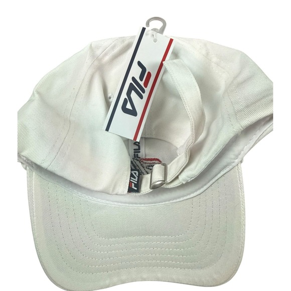 FILA Dad Hat Adjustable One Size White Cotton Logo Cap NEW - Picture 2 of 6
